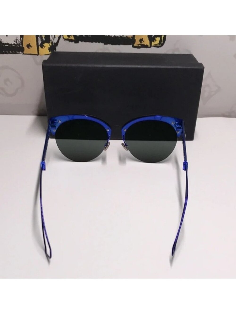 New Authentic CHRISTIAN DIOR Metal DioramaClub Sunglasses – Black & Blue - Picture 13 of 14